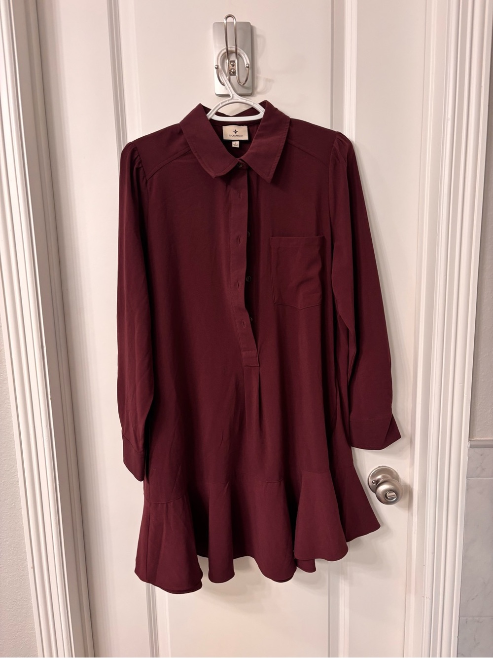 Tuckernuck Long-Sleeve Callahan Shirt Dress in Deep Burgundy